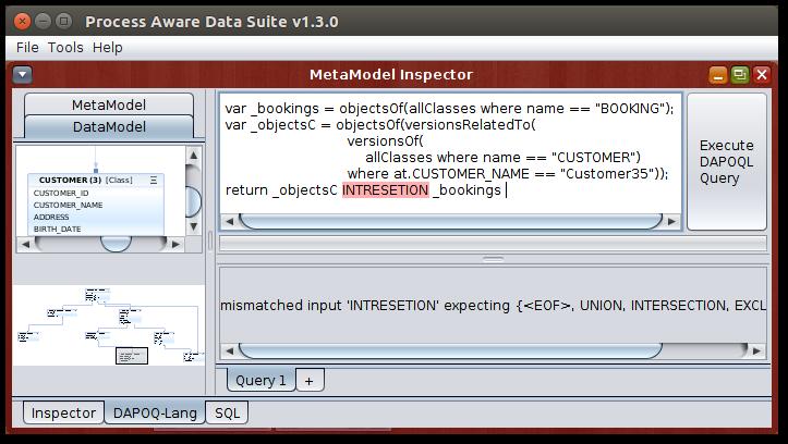 10 A Query Language For Your Process Data Fig. 5: Screenshot of the tool while writing a query, highlighting a misspelled word.