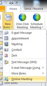 Lync 2010 - Create an Online Meeting Creating and Joining an Online Meeting After opening Outlook 2010, navigate to the Home