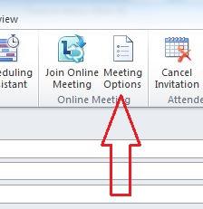 preferences by clicking Meeting Options. People who will need to present shared content will need to be set as Presenters.