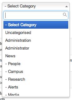 Use the Select Category dropdown menu to find your department. You will only be able to access articles that are in your department s category. You may not have the ability to publish articles.