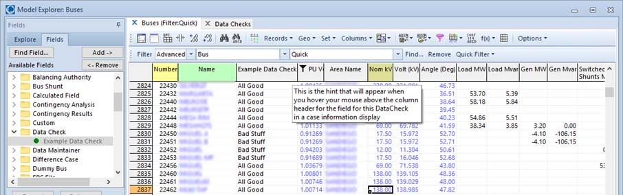 Data Check Fields on Case Information showing ObjectType FilterMeetsString = "Bad Stuff" FilterNotMeetsString = "All