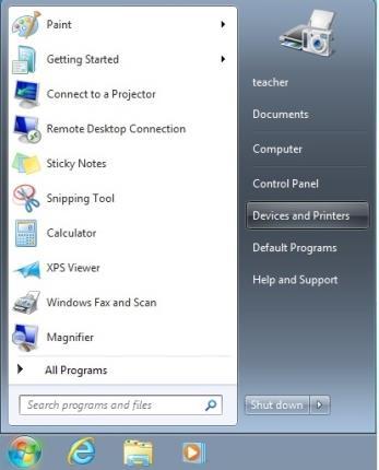 Configure a Printer To attach to a printer, click on the Start button in the lower