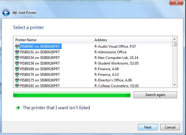 Next, click on the Add a Printer button at the top of the dialog box, select Add a