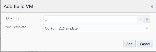 On the Virtual Machine screen, click on the New VM button to create a new Virtual Machine. In the drop-down list, select the VM Template from the previous step then click on Add.