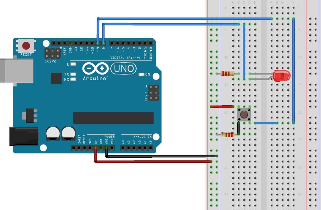 Arduino Example #1 const int led = 8; //use digital I/O pin 8 void setup() { pinmode(led,output); } // set pin 8 to be an output void loop() { delay(1000); //delay 1000 milliseconds