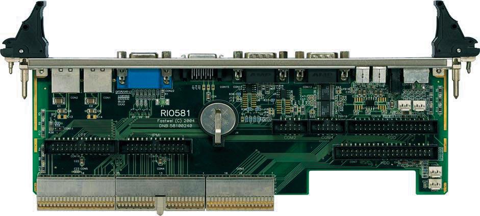 This rear I/O module provides comprehensive rear I/O functionality being plugged in from the back of the system into the appropriate backplane connectors in line with the CPU board.