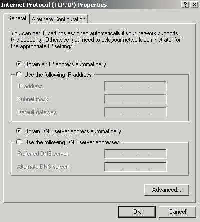 Select Obtain an IP address automatically Select