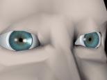 This would result in an effect like the following: You might use the same technique to scale only the faces beneath the pupil-portion of the texture (this is a great way to have your character