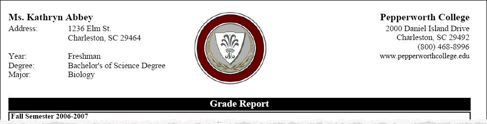 REPORT CARDS 10 For this example, we format the header using the side by side layout. We add a logo and the school s Web site address. Formatting the report card header 1.
