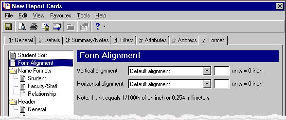 TRANSCRIPTS 12 Form Alignment You can use Form Alignment to specify vertical and horizontal alignment of printed information on transcript forms. Vertical Alignment.