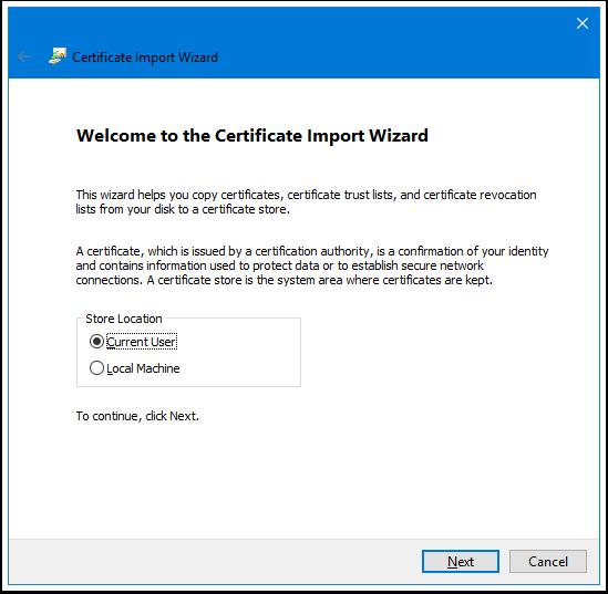 11. Import the certificate file (CLIENT) Select