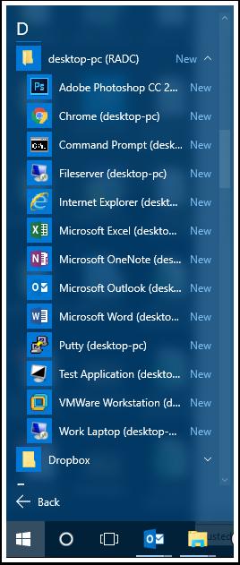 22. RemoteApps and Remote Desktop Connections should now appear in the Start Menu (CLIENT) As RDP files are