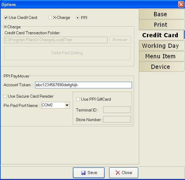 Process Payment Payment function buttons are displayed at the bottom of the ticket: Credit Card and Debit Card To use the integrated credit and debit card processing methods, first of all, you need