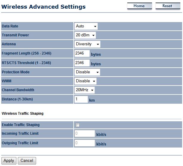 5.4.3 Wireless Advanced Settings On this page you can configure the advanced settings to tweak the performance of your wireless network.