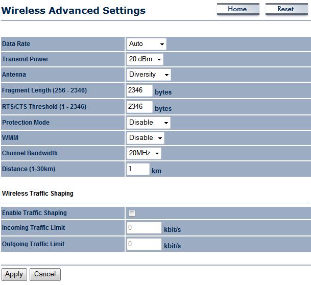 7.5.3 Wireless Advanced Settings On this page you can configure the advanced settings to tweak the performance of your wireless network.