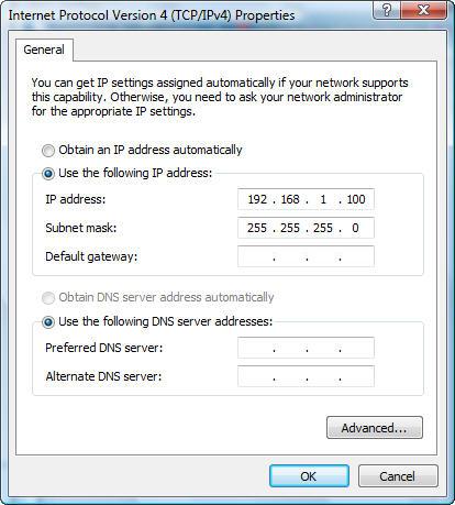 Figure 4-1 TCP/IP Setting Now click OK to save your settings.