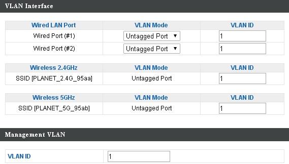 5.2.3 VLAN The VLAN (Virtual Local Area Network) enables you to configure VLAN settings.