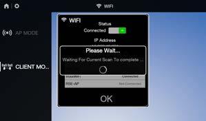 WiFi The WiFi settings menu allows for changing the name (SSID) and password of the wireless access point as well as toggling Client Mode.
