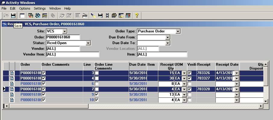 Receiving A Purchase Order in Smartstream Click