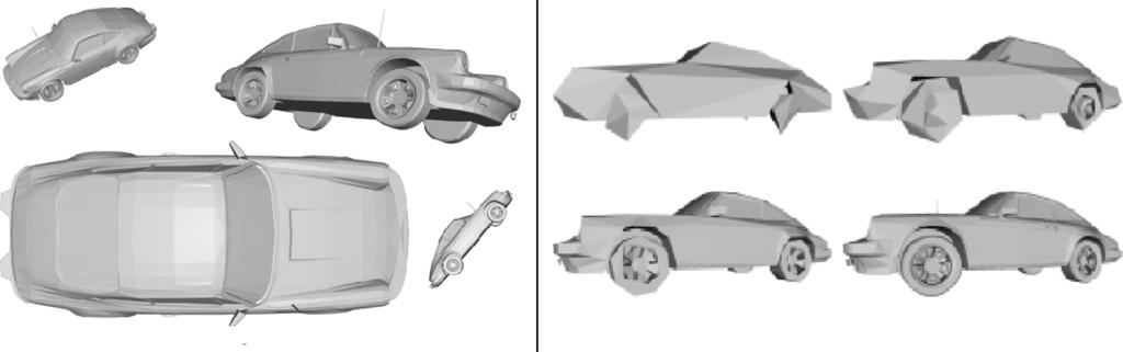 Feature-Based Similarity Search in 3D Object Databases 351 Fig. 3. A 3D object in different scale and orientation (left) and also represented with an increasing level of detail (right). approach.