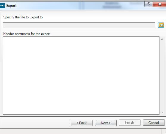 Click the Browse (magnifying glass) button to specify the export file. The Save As dialog box is displayed.