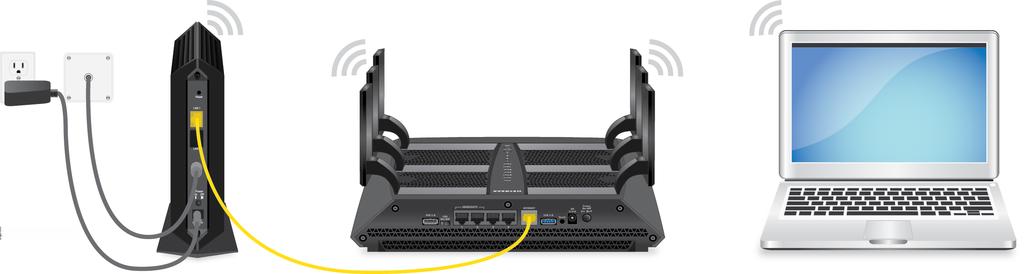 Figure 7. Connect the cable modem to a router To connect your cable modem to a router after installation and activation: 1.