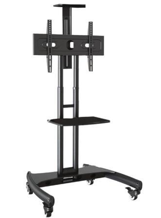 Trak mobile tv stand, affordable, height-adjustable for maximum productivity and comfort. Wide and durable base construction, steel, the T2 provides you with the maximum stability and extended use.