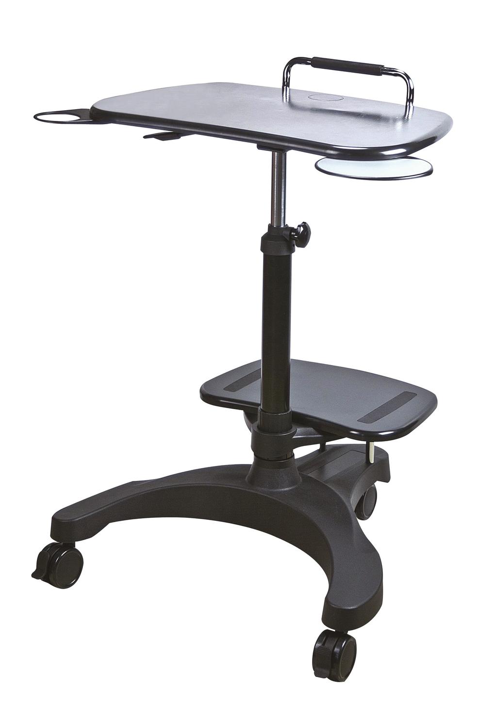 Trak Mobile Notebook Cart Sitting / Standing Mobile Notebook Desk Effortlessly moves the Notebook cart to the point of need, securely holding a laptop for comfortable data entry.