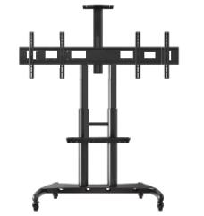 Dual Horizontal Trolley Trak mobile tv stand, affordable, height-adjustable for maximum productivity and comfort.