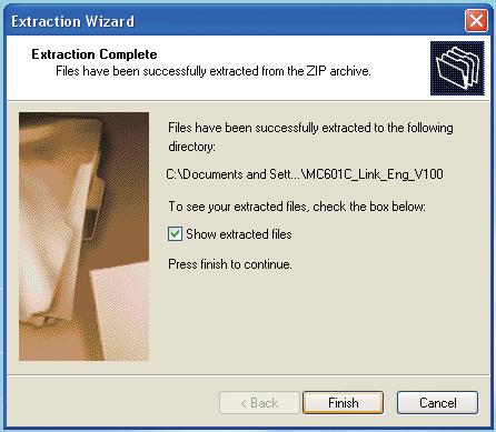 The downloaded MC601 Link Eng V100 file is a Zip format file.