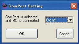 " displayed in the Message box shows that a COM port is not set.