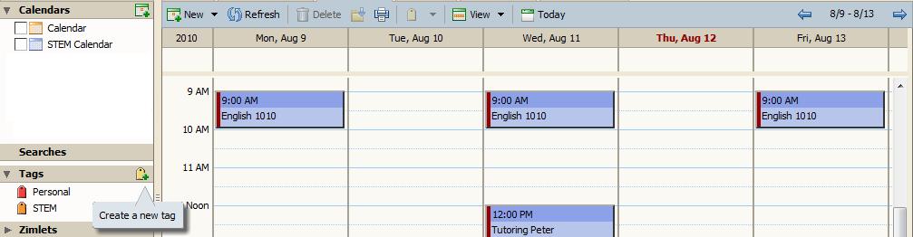 Tagging Your Appointments: You can use Webmail Plus tag feature to organize your appointments. 1.