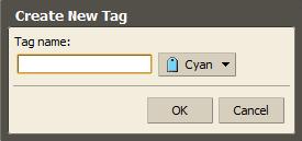 A box will pop up prompting you to name the new tag and select its color.