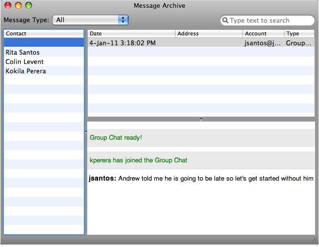 Bria 3 for Mac User Guide Retail Deployments 4.4 Chat Rooms Typically, chat rooms are used only in enterprises and are set up by the system administrator. 4.5 Viewing the Message Archive You can view your recent IM activity for any contact or group chat session.