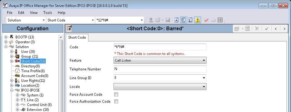 Administer Short Code From the configuration tree in the left pane, right-click on Solution Short Code and select New from the pop-up list to add a new common short code for Call