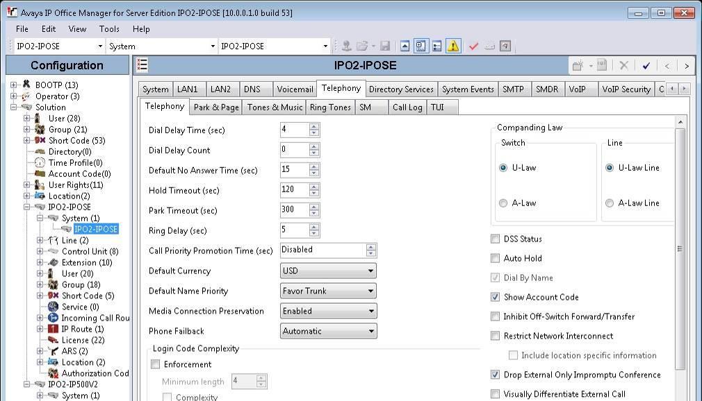 5.11. Administer System Setting From the configuration tree in the left pane, select System under the primary IP Office system to display the system screen in the right pane.