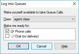 Click on the Log into Queues icon shown below.