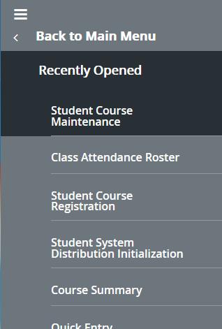 It shows the descriptive names and the Banner acronyms. This menu works by groups. To get to SGASTDQ you go BANNER > Student > General Student > General Student Summary.
