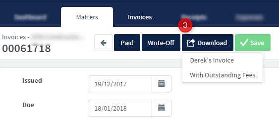 Downloading an Invoice template 1. Click Invoices tab. 2. Open the Invoice by clicking the invoice number. 3.