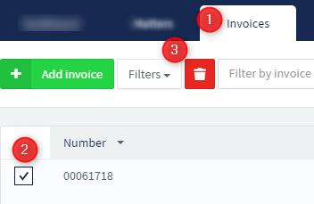 Deleting an Invoice 1. Click Invoices tab. 2.