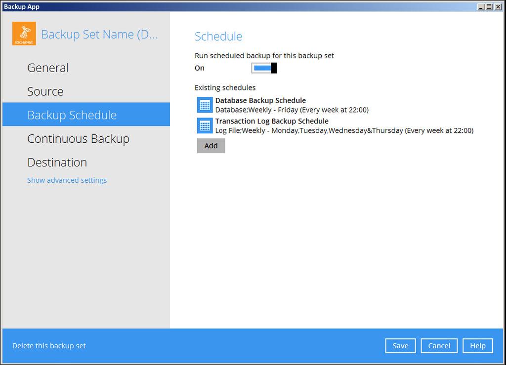 11. The following screen shows when the new backup set is created successfully. Backup will run automatically at the configured scheduled time. 12.