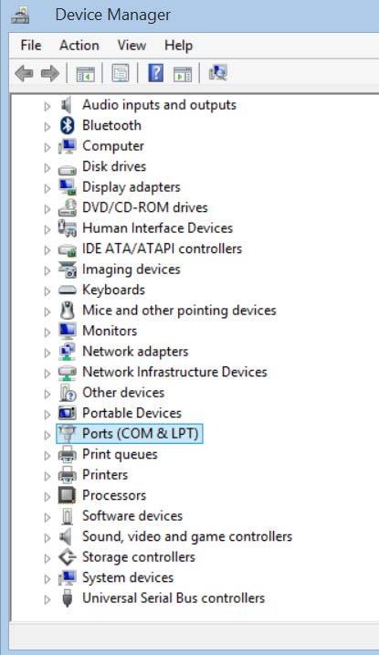 2.1 Determining the correct Comm Port assignment (continued) Step 4. Step 5. Step 6. Step 7. Inside Device manager find Ports (COM & LPT).