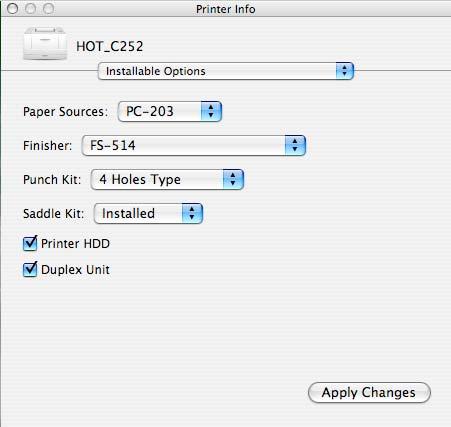 10) Click on the Apply Changes button and the printer will now appear in the list of