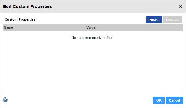 The following image shows the Edit Custom Properties dialog box: 4. Click New.