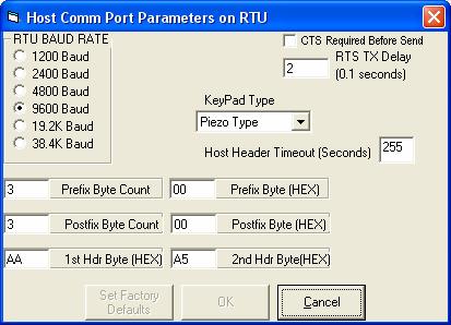 RTU-5000 Baud Rates The RTU-5000 has a Boot Code Baud Rate and an Application Baud Rate.