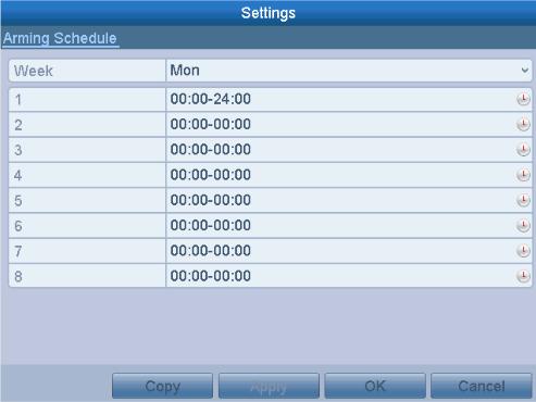 Figure 8. 19 Set Arming Schedule of Alarm Output 3. Repeat the above steps to set arming schedule of other days of a week.