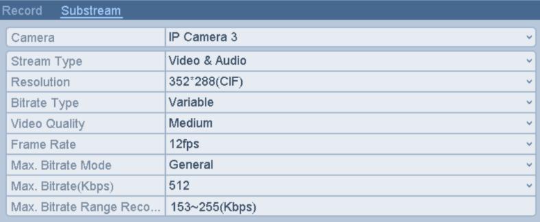 the TVI cameras, and the channel No.4 connects to an analog camera, and then the settings of channel No. 1 can be only copied to channel 2 and 3. 7. Set encoding parameters for sub-stream.