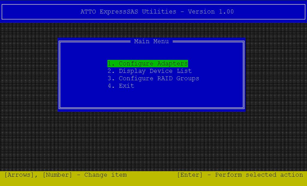 ExpressSAS EFI Utility The EFI driver for ATTO ExpressSAS storage controllers has a built-in EFI Utility which manages the adapter and the devices connected to the adapter.