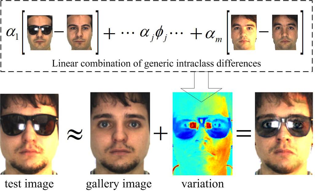 Figure 2: The intuition of generic learning of LRA: By mapping the generic intraclass diﬀerences to the zero vectors, the response vectors of the gallery and test images would be nearly identical. 2.2. LRA with Generic Learning (LRA-GL) Given the learned mapping matrix W and a test sample x of subject i, the task of LRA is to recover the underlying yi from the noisy responding vector y.