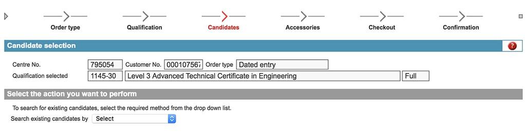 9 9 In the Candidate Selection screen, you can search for existing candidates by selecting the required field from the drop down list.